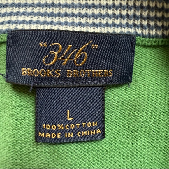 Men’s Brooks Brothers 346 100% Cotton KELLY GREEN V-Neck Pullover Sweater Large - Picture 2 of 5